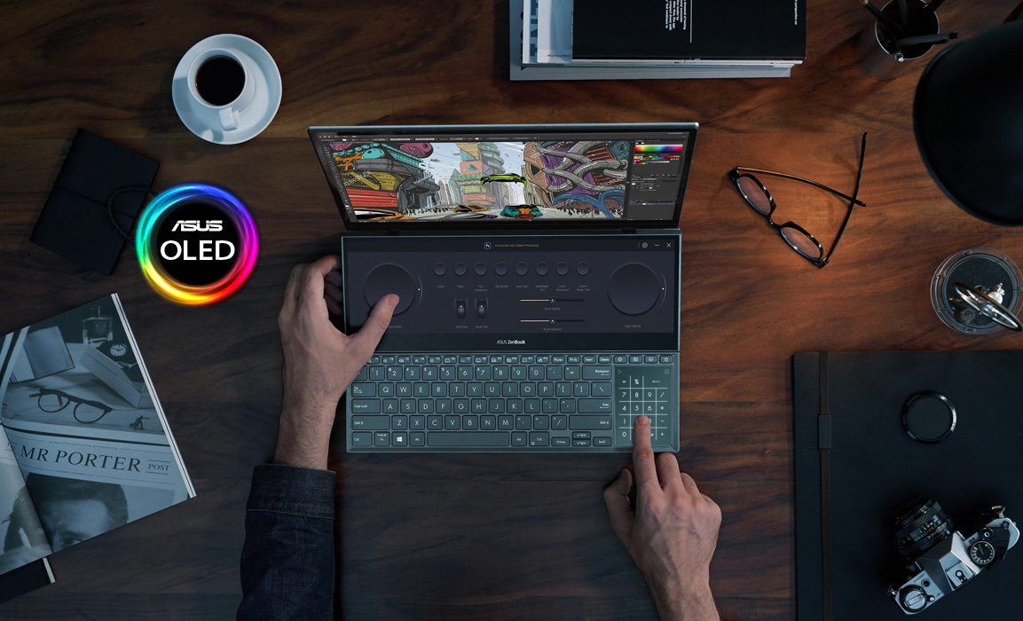 Laptop cu doua ecrane oled 4k si placa video nvidia 3070